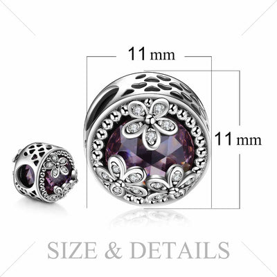 JewelryPalace Authentic 925 Sterling Silver Beads Cubic Zirconia Beads Charms fit Bracelets Bangles Ladies Girls DIY Jewelry - Korvel