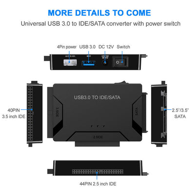 USB Easy Drive Cable SATA Easy Drive Cable USB 3.0 One to Three USB 3.0 to SATA/ide - Korvel