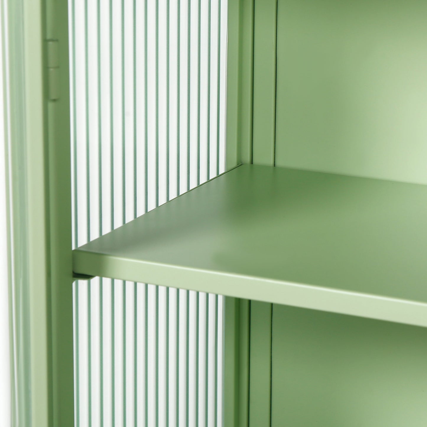 27.56"Glass Doors Modern Two-door Wall Cabinet with Featuring Three-tier Storage Mint Green - Korvel