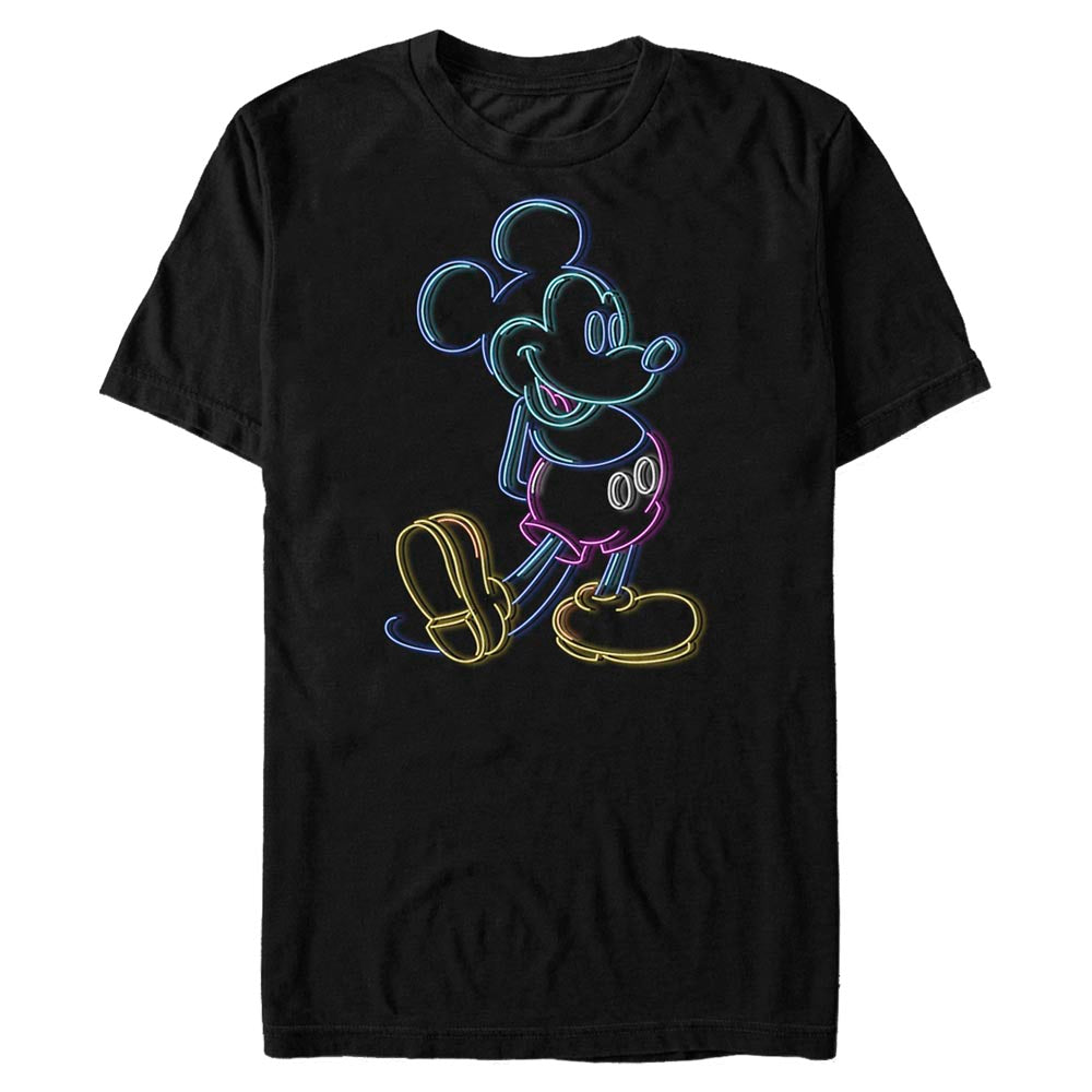 Camiseta de Hombre con Diseño de Contorno de Mickey Mouse Neón de Disney