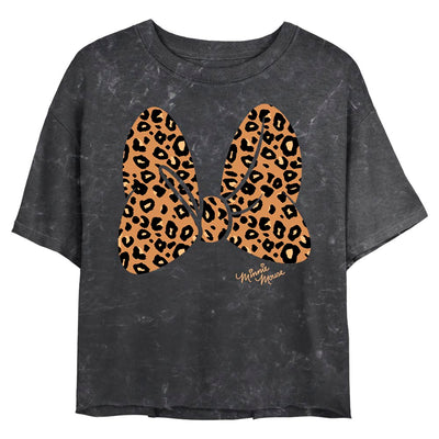 Junior's Disney Cheetah Print Minnie Mouse Bow Crop Top