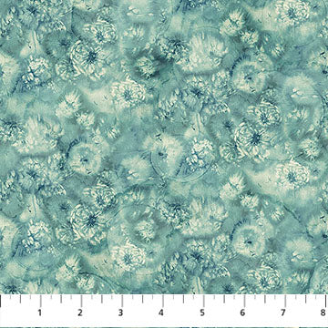 Whisper Seed Pod Mini Medium Teal Cotton Fabric - 43"/44" Per Yard