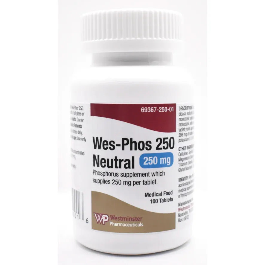 Wes-Phos 250 mg Neutral Phosphate Tablets - 100 Count