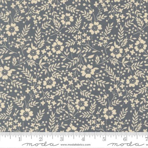 Tissu en coton arabesque bleu foncé crépuscule des prairies - 44"/45" par yard