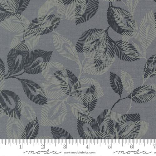 Dark Blue Arabesque Palm Dusk Cotton Fabric - 44"/45" Per Yard