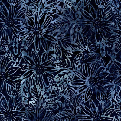 Dark Blue Large Floral Luna Cotton Wideback Fabric