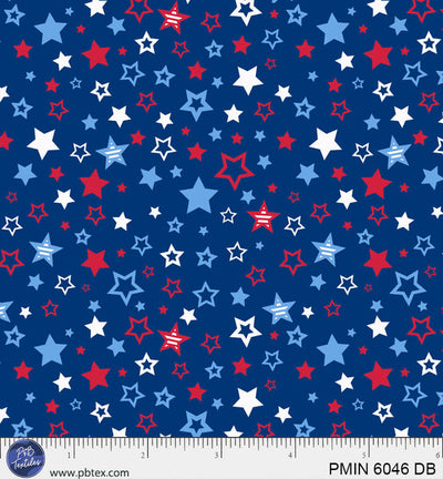 Dark Blue Patriotic Minis Cotton Fabric - 44"/45" Per Yard