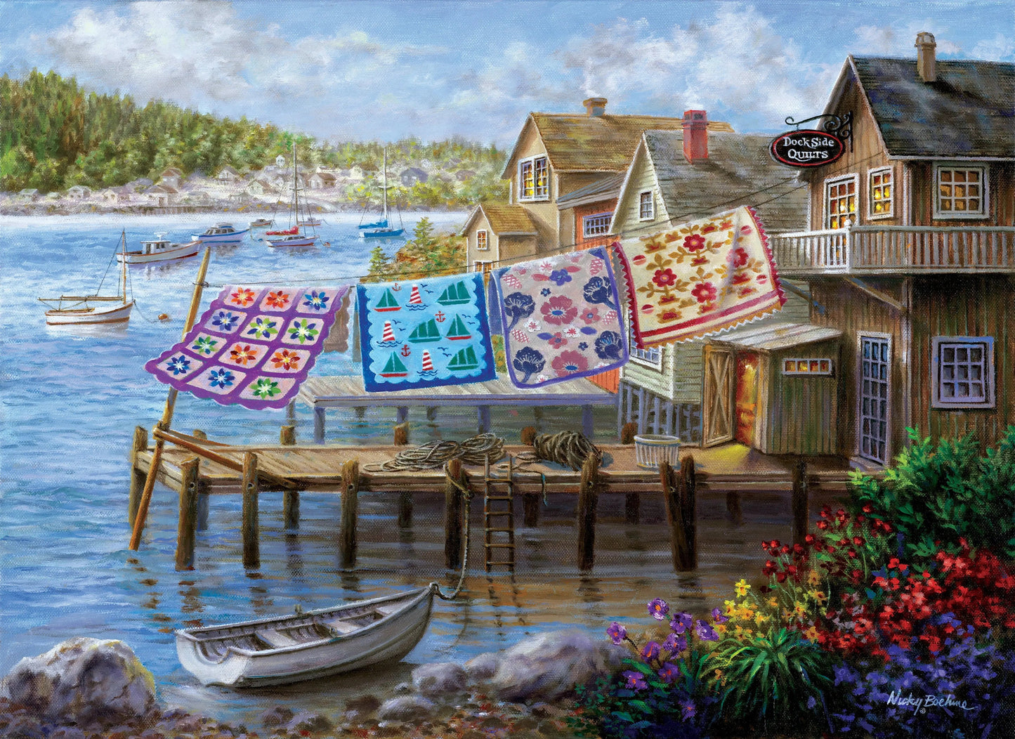 Dockside Quilts 500-Piece Jigsaw Puzzle with Large Pieces