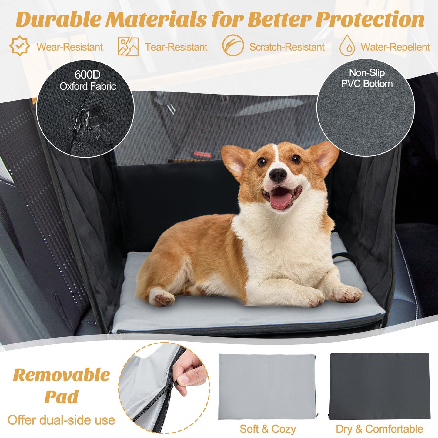 Premium Dog Car Seat Cover with Mesh Window for Small to Medium Dogs