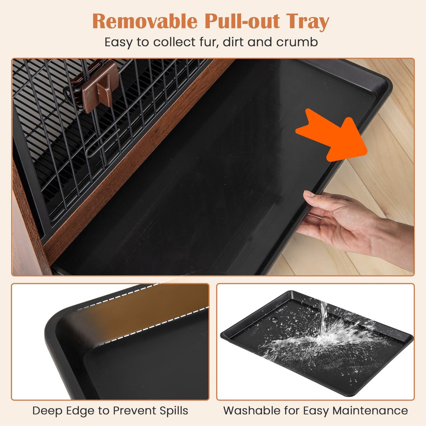 Gbruno Indoor Dog Crate with Removable Tray & Lockable Door