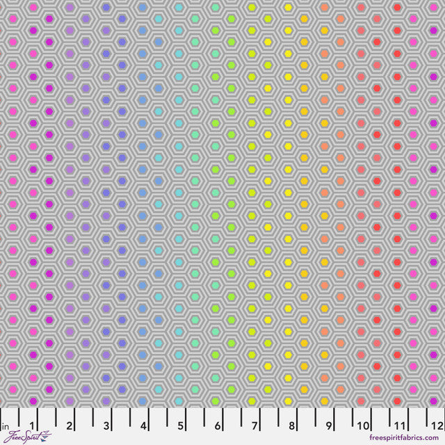 Dove Hexy Rainbow Tula's True Colors Cotton Fabric Per Yard
