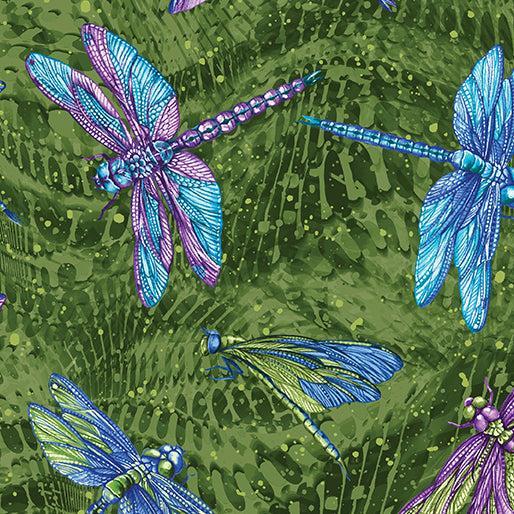 Pine Large Dragonfly Cotton Fabric - 44"/45" Per Yard