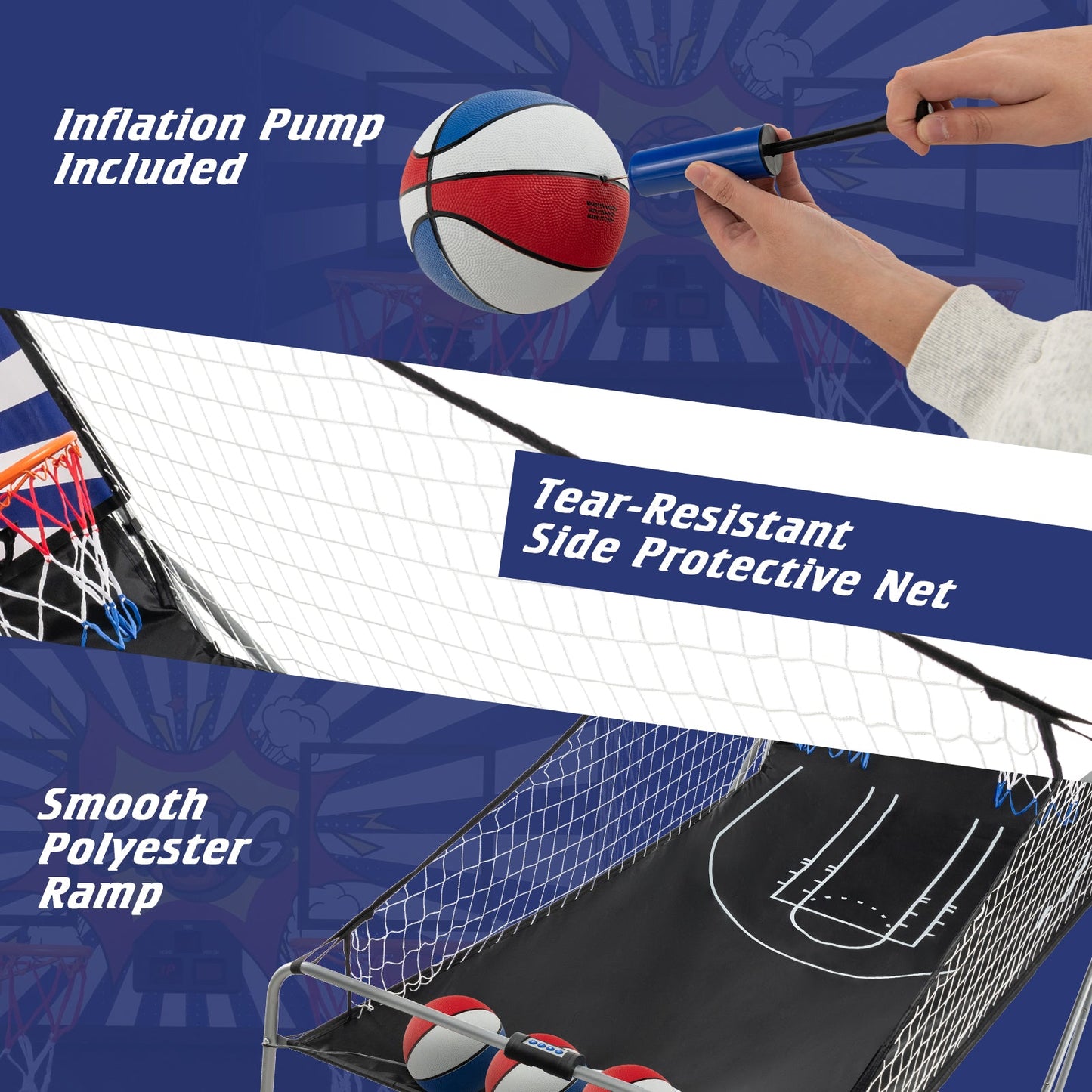 Gbruno Dual Shot Basketball Arcade Game - 8 Game Modes, 4 Balls