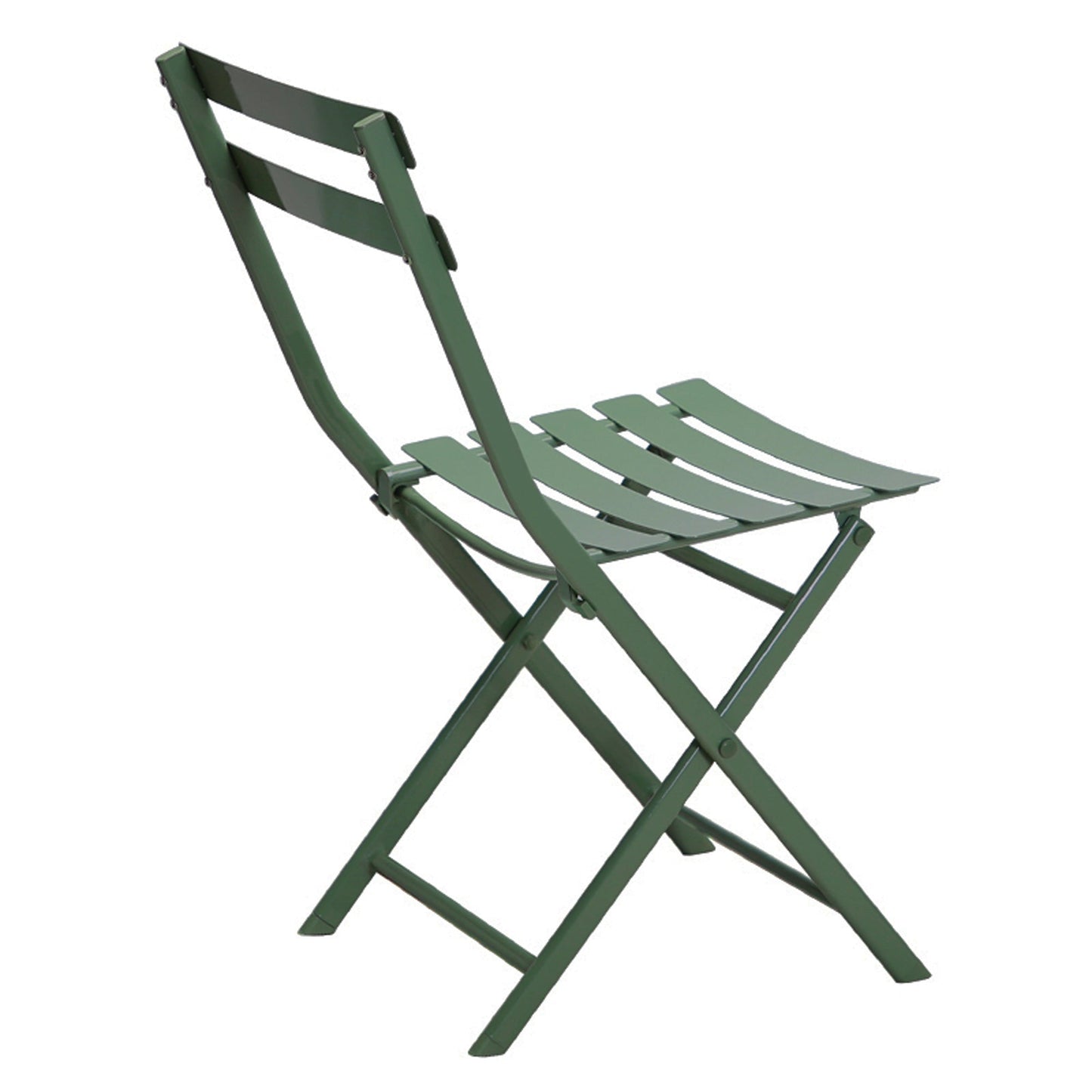 3 Piece Patio Bistro Set of Foldable SquareTable and Chairs, Dark Greem - Korvel