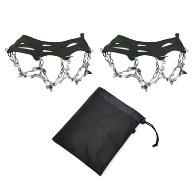 1 Pair Outdoor Climbing Non-slip Ice Snow Grippers 13 Teeth Spike Cleats Crampons for Family Outdoor Camping Accessories - Korvel