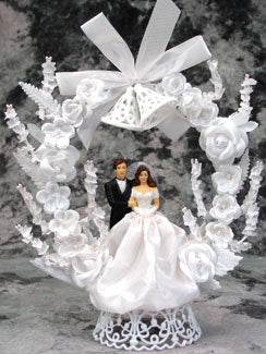 Bride with Satin Dress Wedding Cake Topper - 10" High