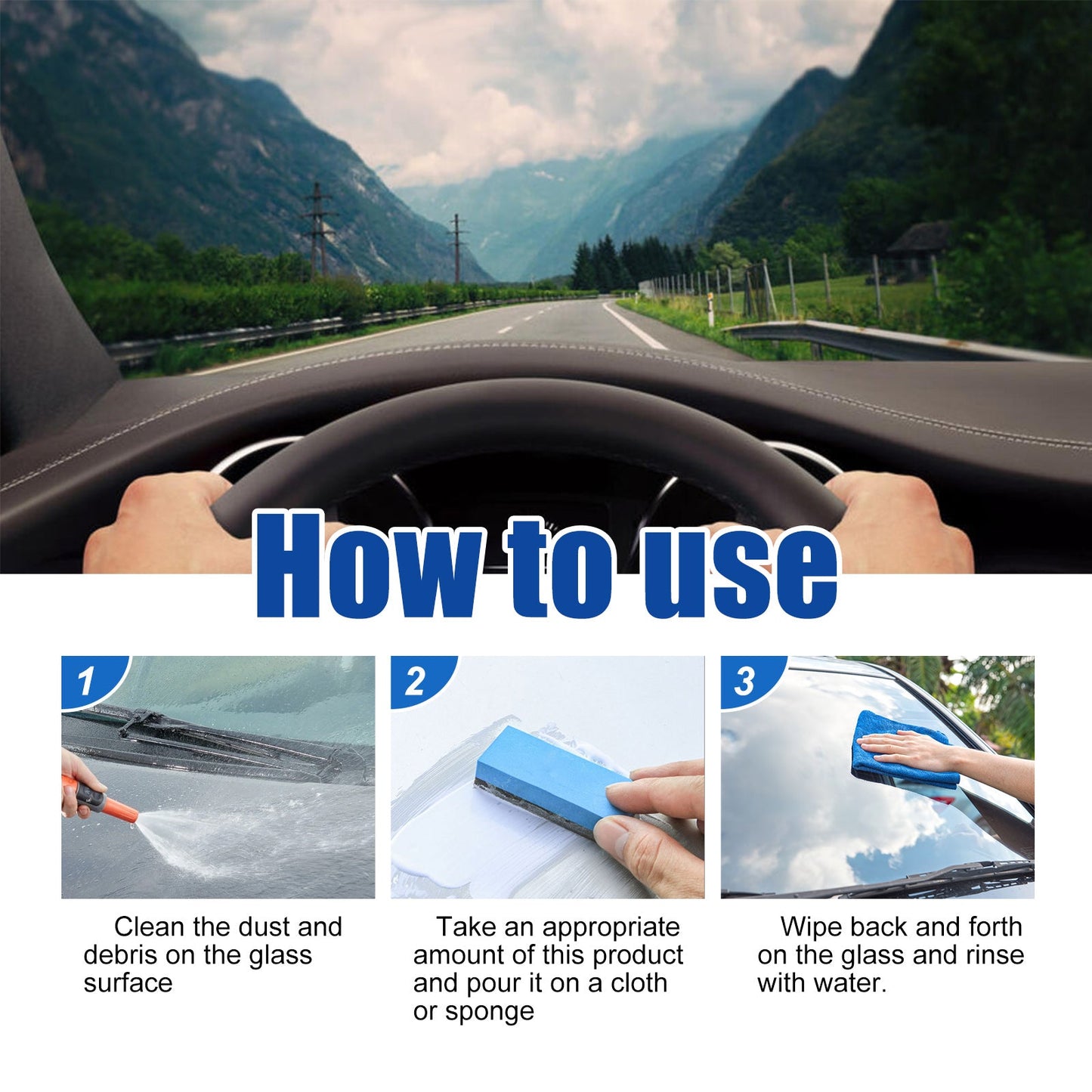 Nettoyant pour film huileux de voiture 2 en 1 pour taches sur pare-brise