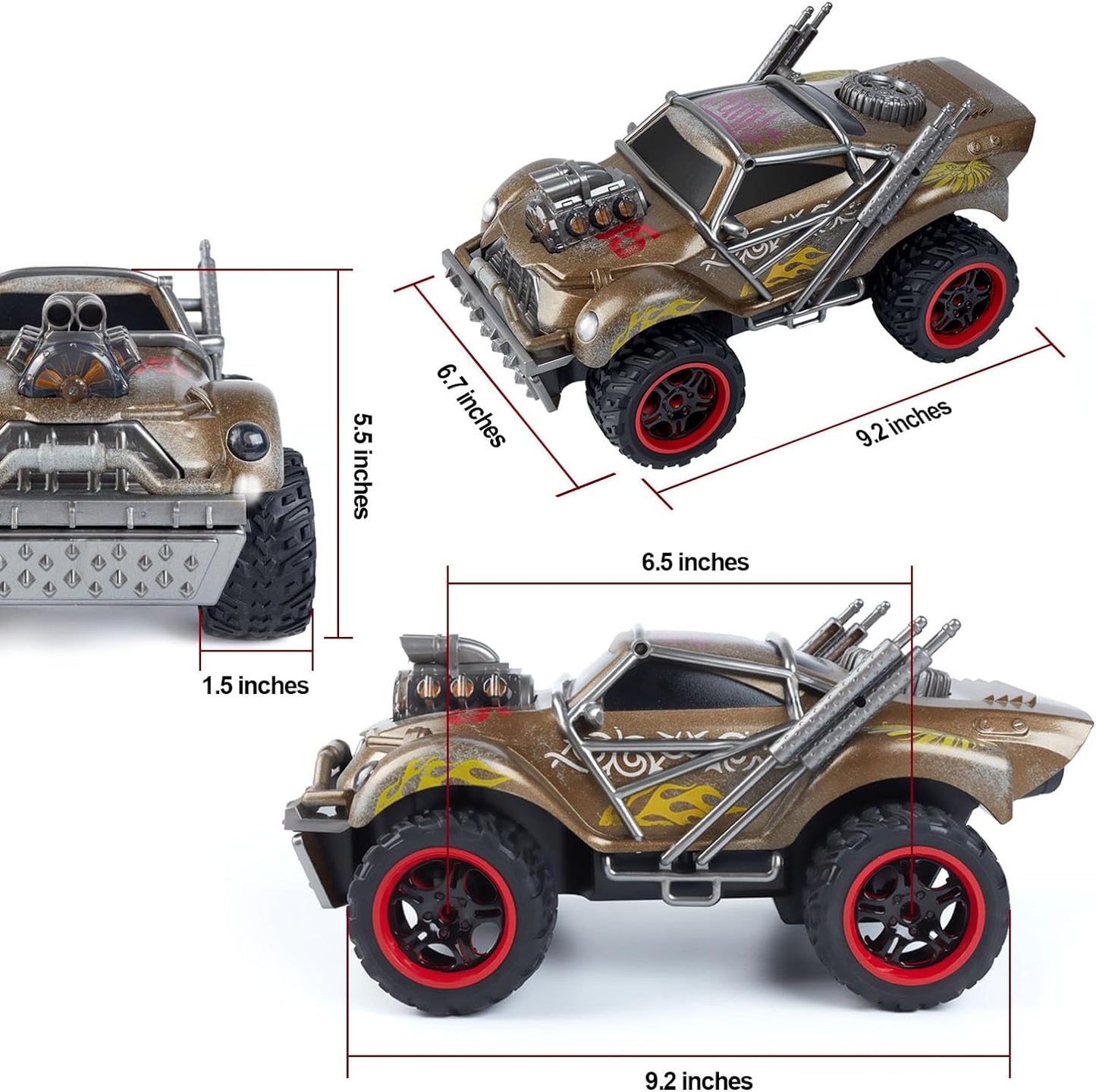 Wasteland Style 1:14 Scale 2.4GHz Model Racing Remote Control Car Hobby Electric RC Car Toys for Boys and Adults (Golden) - Korvel