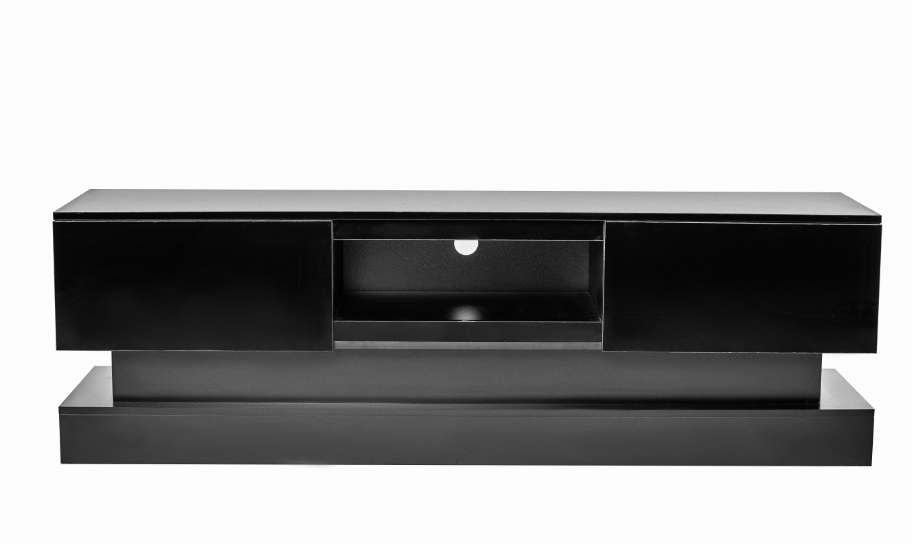 51.18inch Black morden TV Stand with LED Lights high glossy front TV Cabinet color:BLACK - Korvel