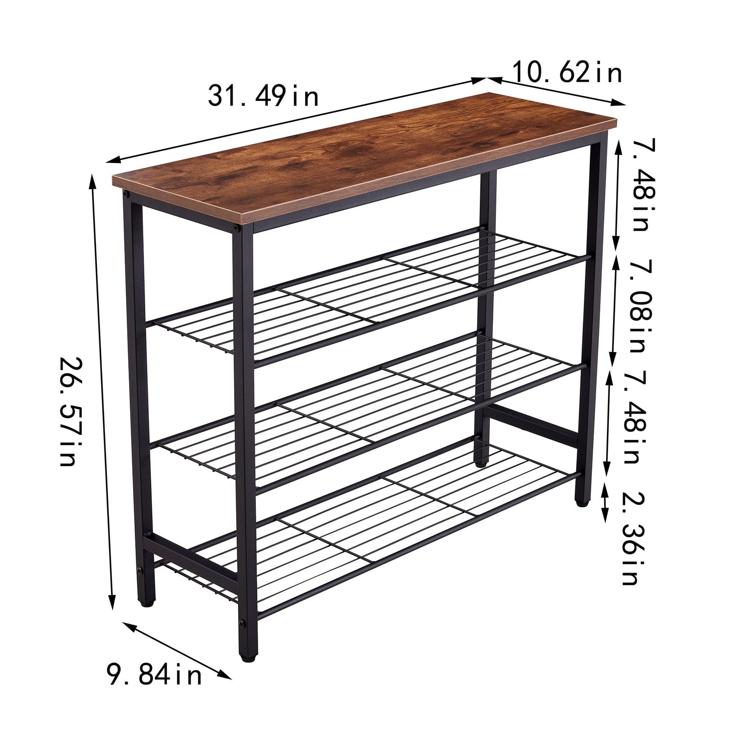 DN 4-Tier Metal Shoe Rack, Modern Multifunctional Shoe Storage Shelf with MDF Top Board, 1 pc per carton - Korvel