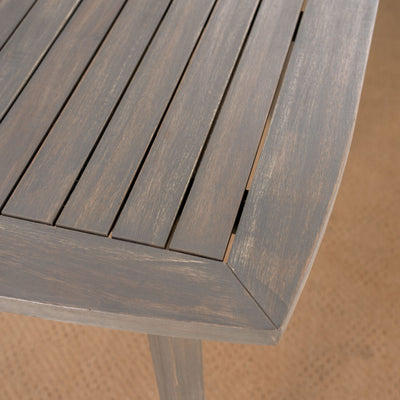 Outdoor Square Acacia Wood Table with Straight Legs, Gray - Korvel