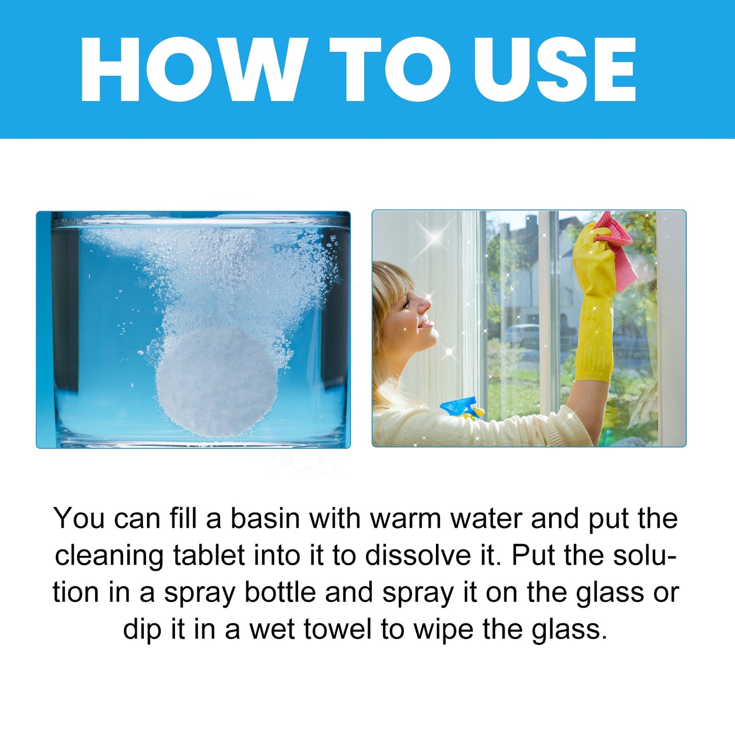 Glass Cleaning Tablets, Car Home Bathroom Polishing Mirror To Remove Scale Clear Sight Anti-Fog - Korvel