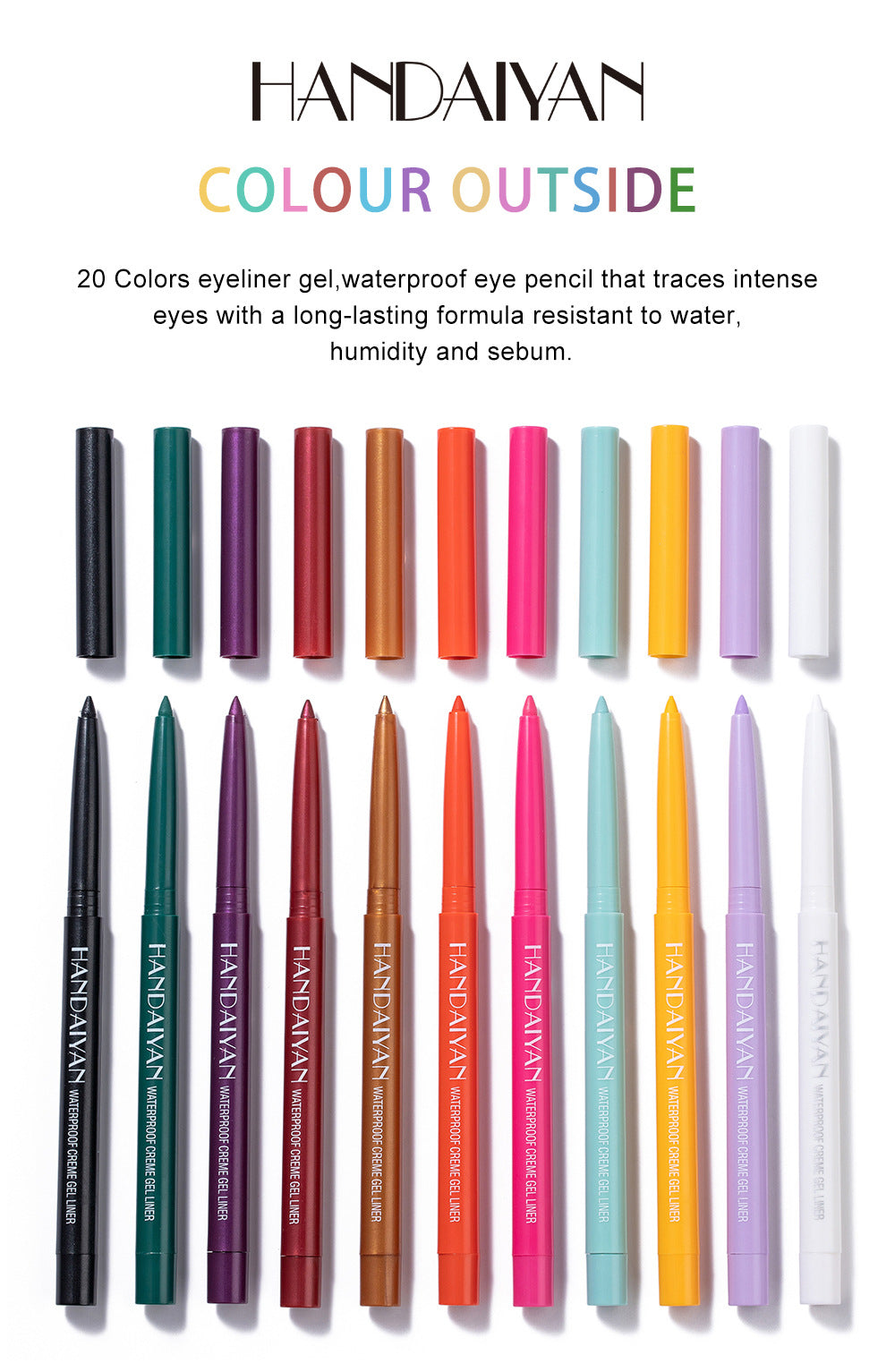HANDAIYAN Quick-Drying Waterproof Eyeliner Gel Pen - 20 Packs