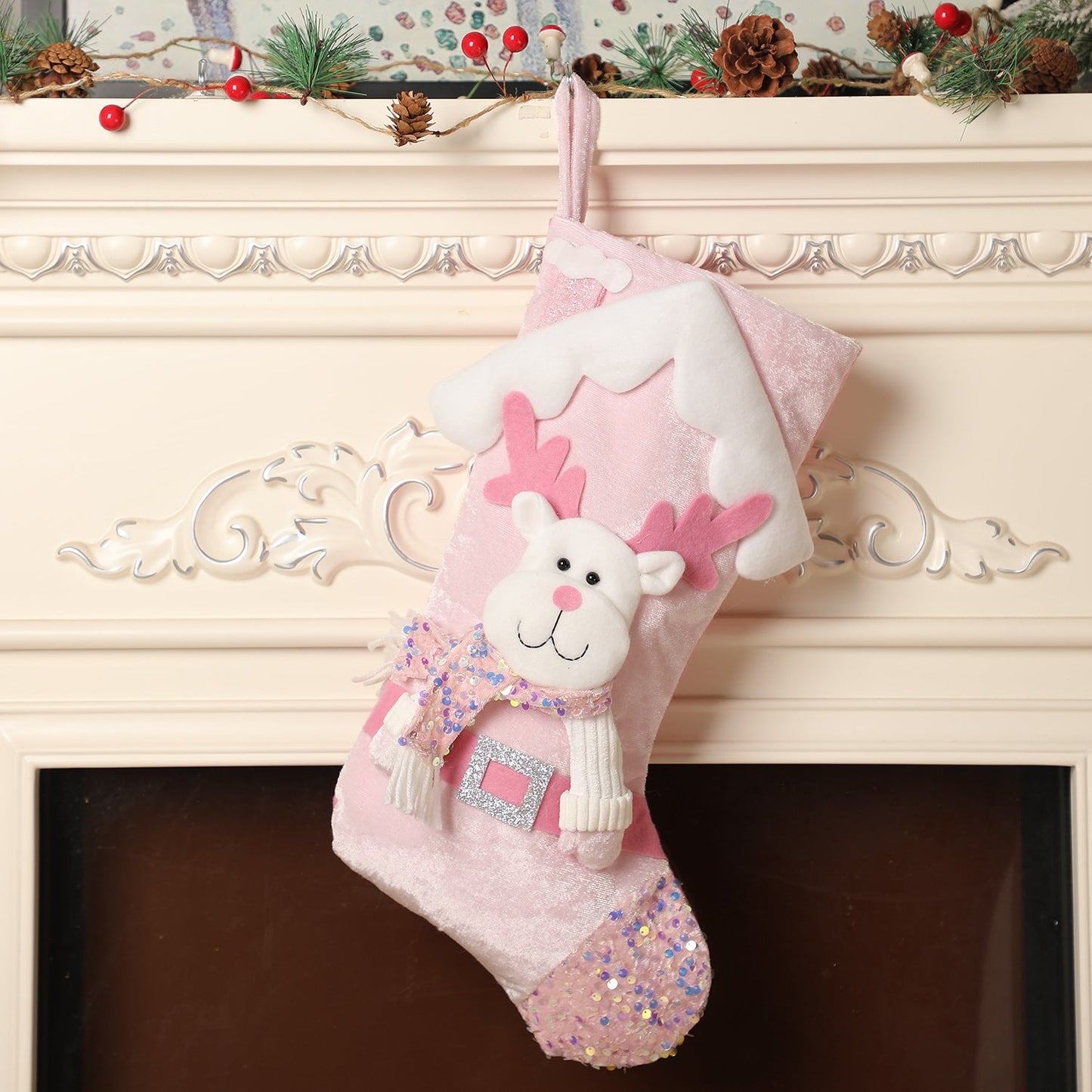 Premium Pink Sequin Christmas Stocking for Kids