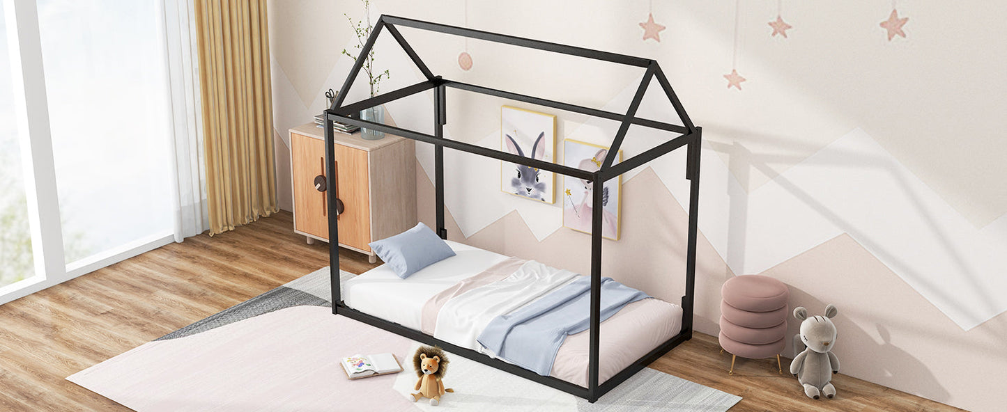 Metal House Shape Platform Bed twin - Korvel