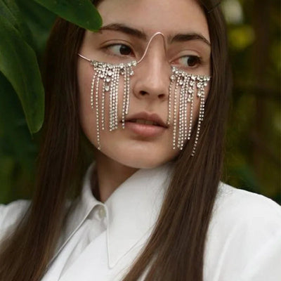 Hot tassel glasses frame no lens rhinestone glasses frame personality accessories female - Korvel