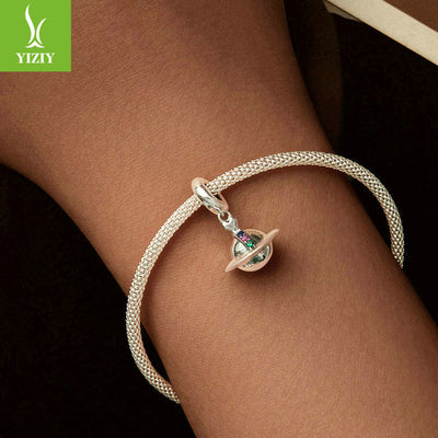 Silver Planet Pendant - Personalized S925 Charm for Bracelets