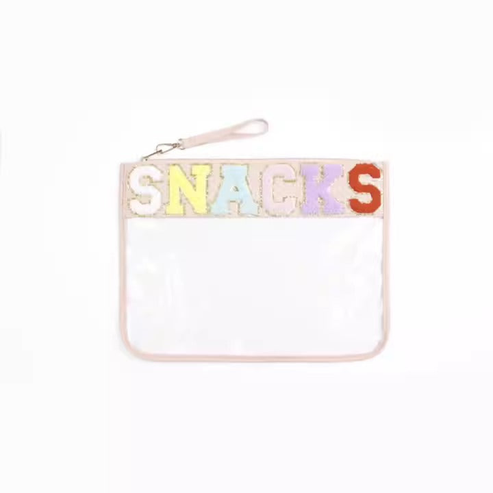 Bolsa de Maquillaje de PVC Transparente con Letra Bordada