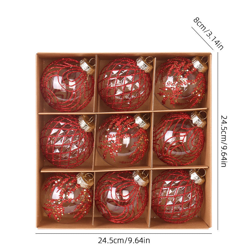 Ensemble d'Ornements de Noël Élégants de 8 cm - 9 Pièces