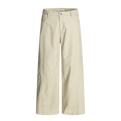 Design Sense Multi-Pocket Workwear Casual Trousers Men's Solid Color Loose Wide-Leg Straight Leg Long Pants Vibe Trendy Retro Versatile - Korvel