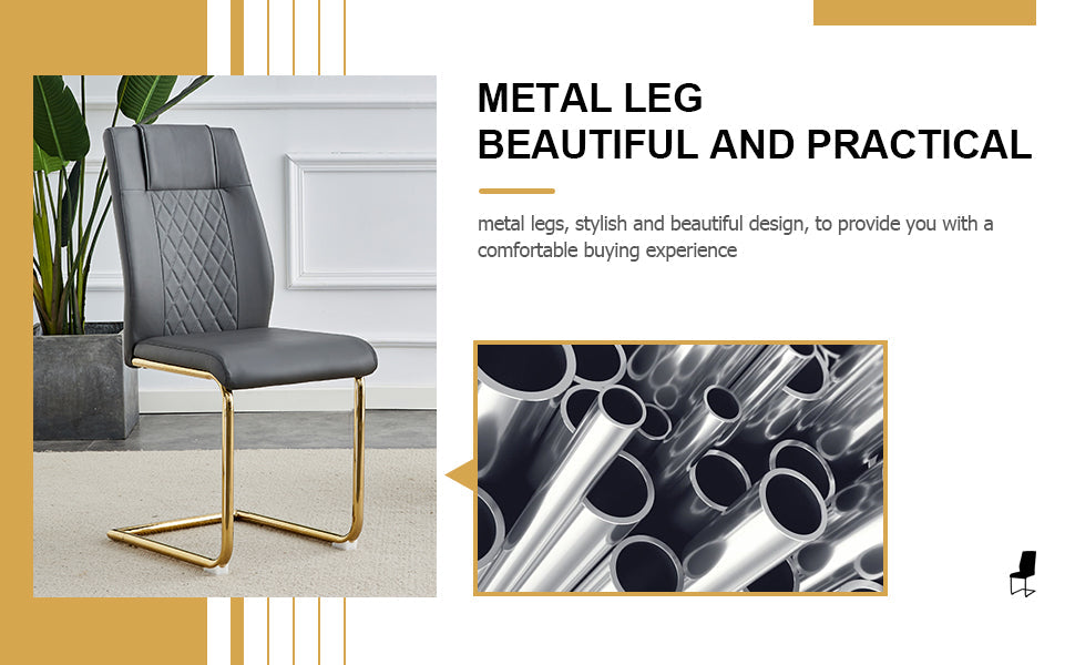 Premium Faux Leather Cushioned Dining Chairs with Metal Legs
