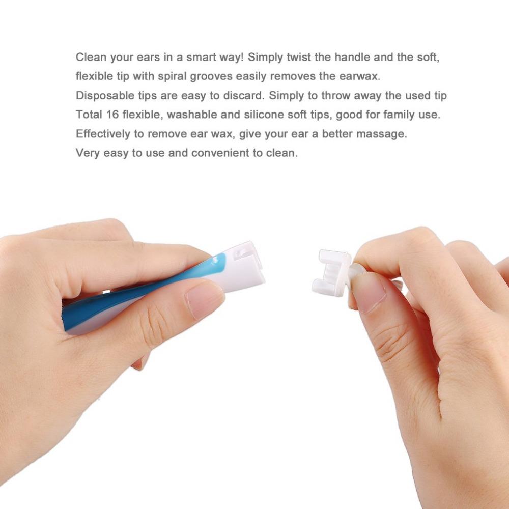 Ear Cleaner 16 Replacement Tips Earpick Easy Ear Wax Remover Spiral Earwax Cleaner Health Ear Cleaner Hearing Aid Ear Care Tools - Korvel