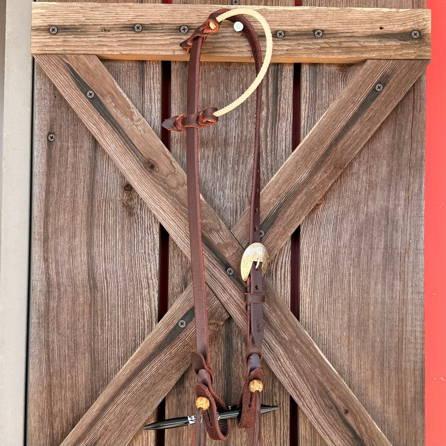 Premium One Ear Leather Headstall with Lariat Rope