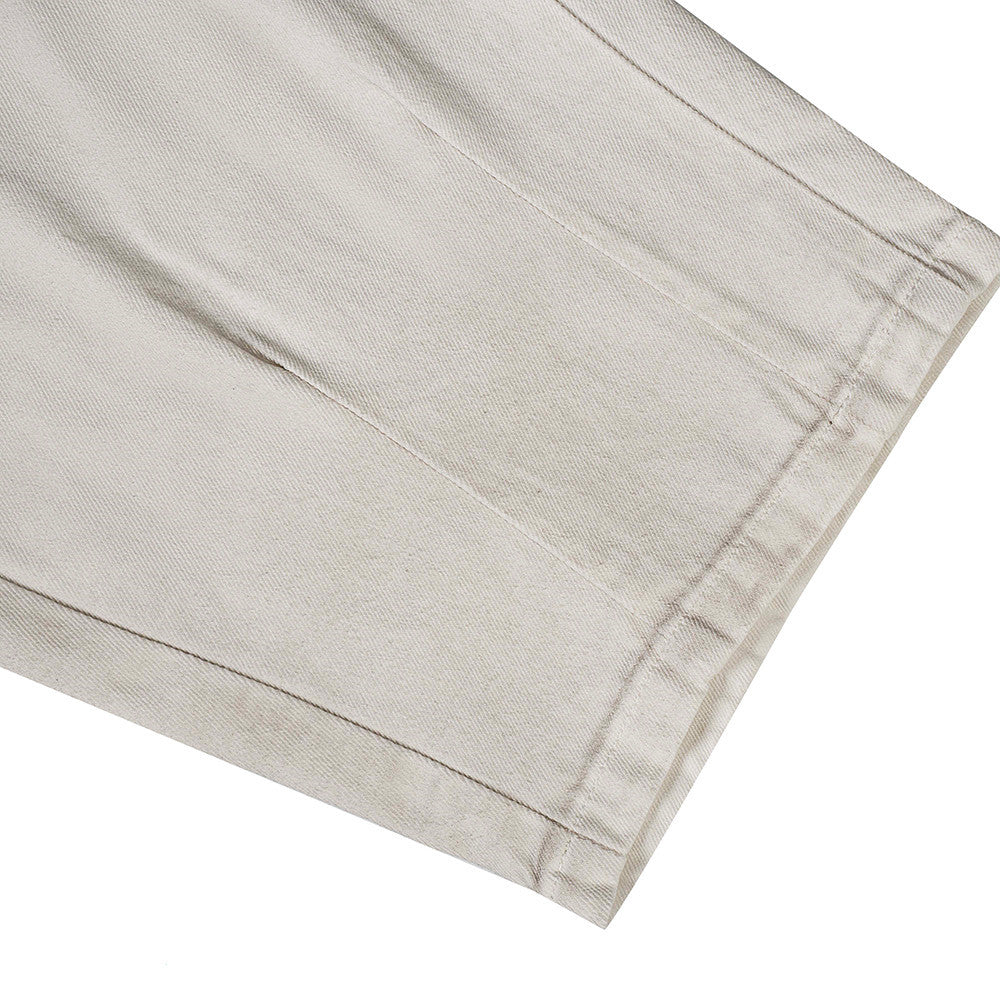 Distressed Denim Tapered Pants with Punk Pocket Design