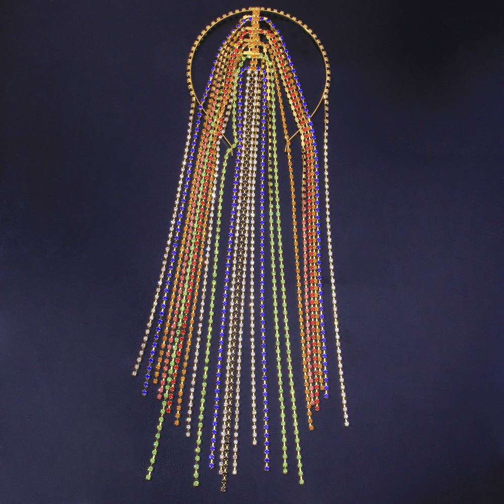Rhinestone Long Tassel Headpiece - Premium Hair Accessory