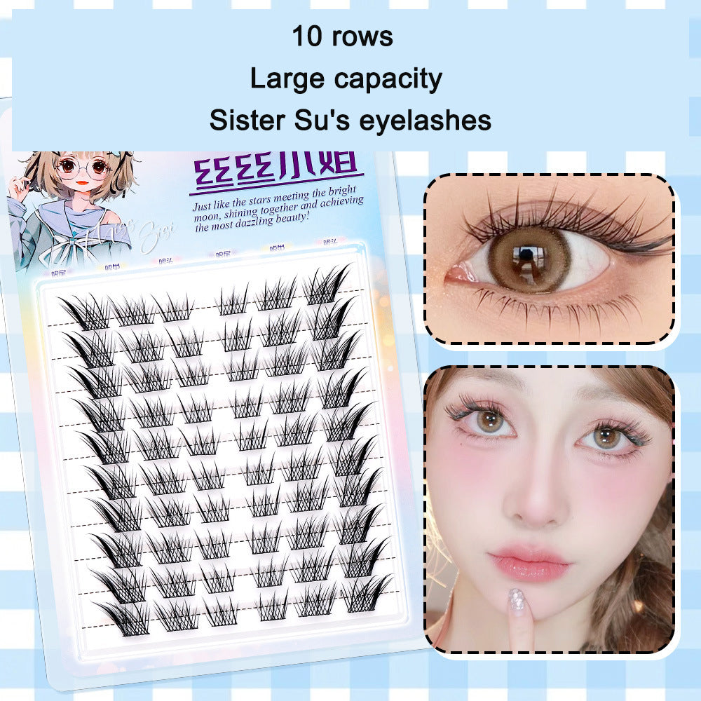 Sunflower Comics Pure Desire Eyelash Simulation Natural Thickening Large Segmented Trilogy False Eyelash Laziness - Korvel