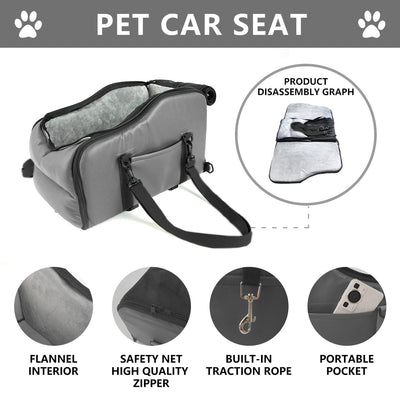Portable pet bed for outings car travel safety seat center console car cushion car dog bed small dog ride artifact - Korvel