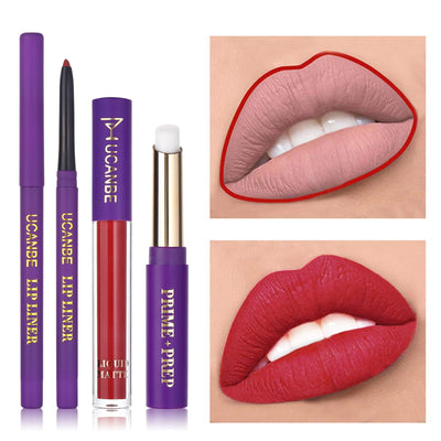UCANBE Matte Lip Glaze + Lip Liner + Primer Set of 13 Packs - Korvel