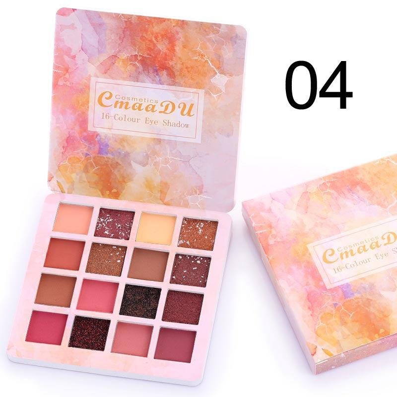 CmaaDu 16 Shades Shiny Eyeshadow - Matte & Metallic
