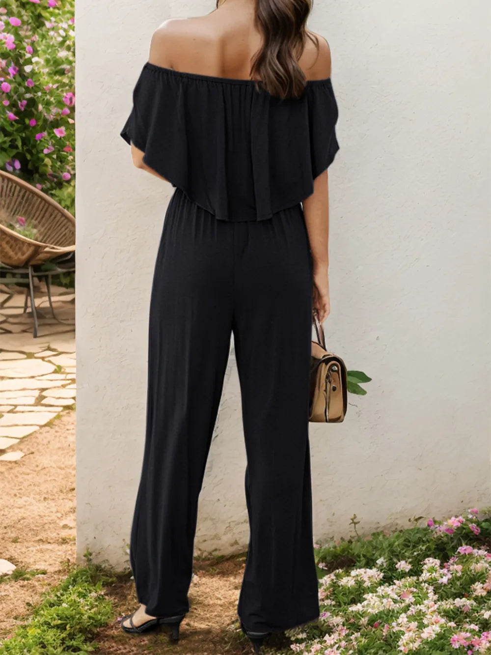 Off-Shoulder Wide Leg Jumpsuit - Korvel