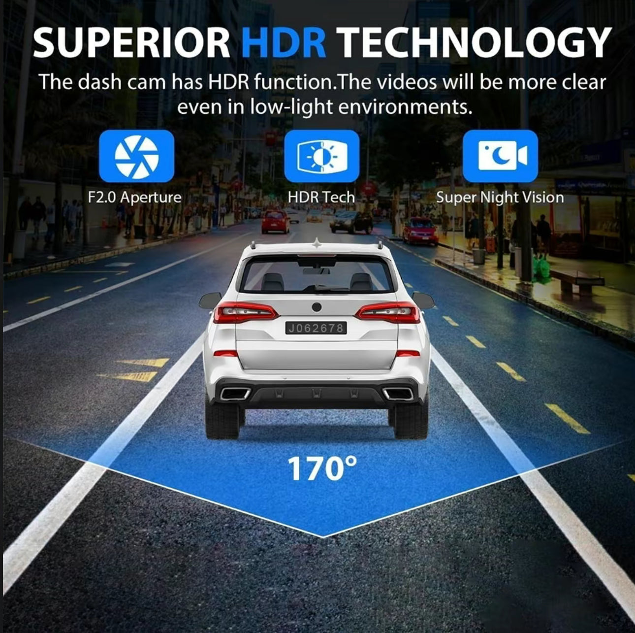 Cámara de tablero de 3 lentes con WiFi y visión nocturna