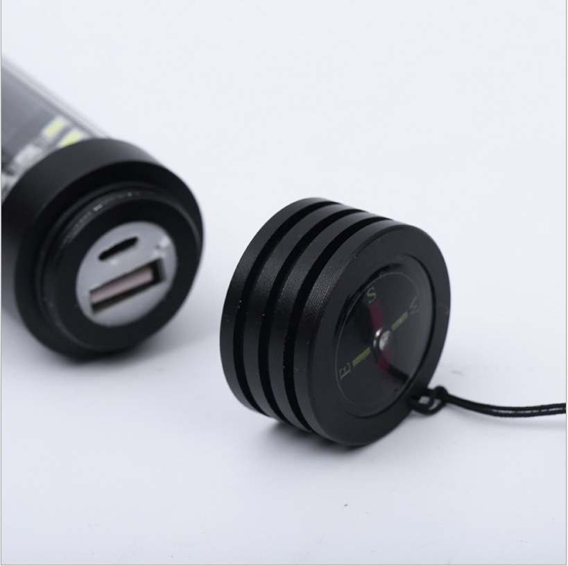 Solar Power LED Flashlight Multi-Functional Safety Hammer Torch Light USB Power Bank Magnet Survival Tool Emergency Light - Korvel
