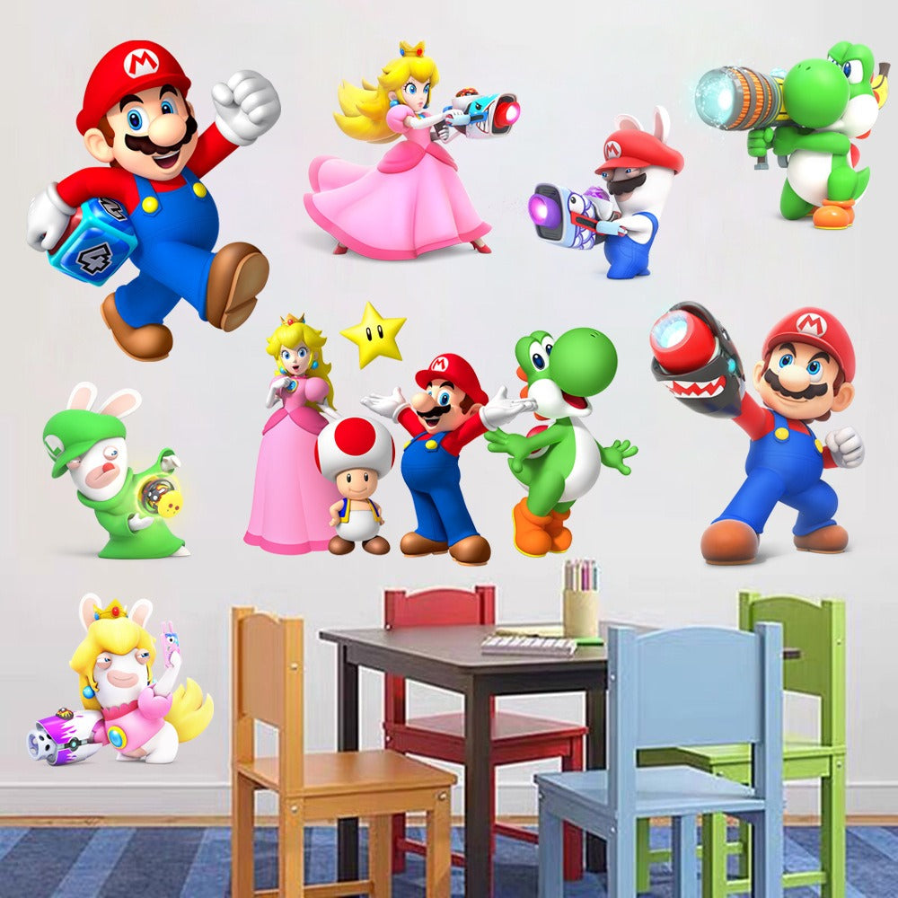 Autocollants muraux étanches Super Mario pour chambres d'enfants
