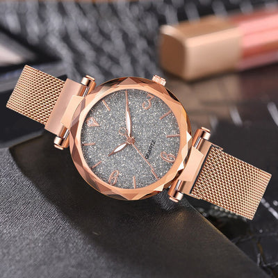 Rose Gold Women Watch Top Brand Luxury Magnetic Starry Sky Lady Wrist Watch Mesh Female Clock For Dropship relogio feminino - Korvel