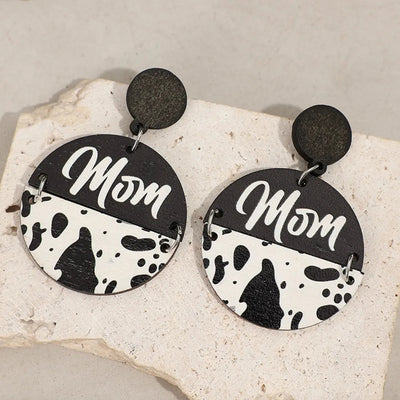 Elegant Alloy Wooden Dangle Earrings