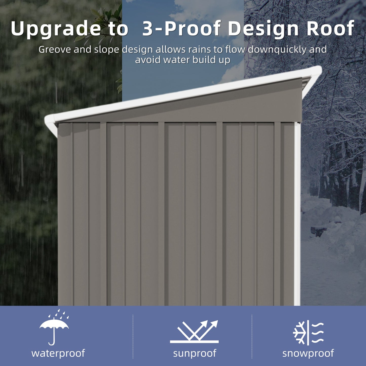 5 * 3FT outdoor storage shed, tool shed with sloping roof and lockable door, backyard garden metal shed, courtyard lawn, gray - Korvel